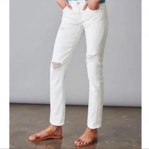 Pilcro And The Letterpress Distressed slim boyfriend crop Jeans White Size 28
